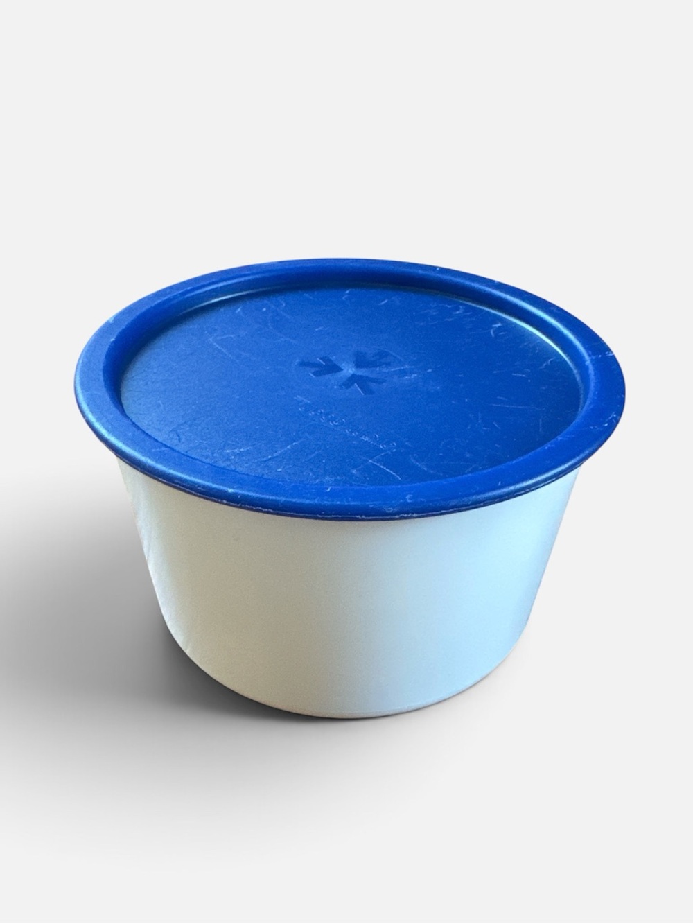 Tupperware One Touch Topper canister and lid storage container blue & white